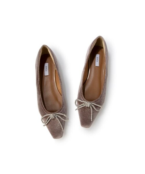 EVOL（イーボル）の「【EVOL/イーボル】 リボンフラットスクエアベロアパンプス IX5429 （バレエシューズ・レディース・BLS/GYBGS/PKS・220/22cm/225/22.5cm/230/23cm/235/23.5cm/240/24cm/245/24.5cm/250/25cm）」の10枚目の写真