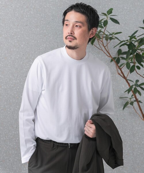 URBAN RESEARCH DOORS(アーバンリサーチドアーズ)の「『抗菌/防臭』LIFE STYLE TAILOR シルケットポンチストレッチ長袖Tシャツ(シャツ/ブラウス・メンズ・WHT-NVY/WHITE/CHARCOAL・M/L)」の5枚目の写真