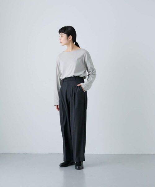 かぐれ（カグレ）の「ボートネックロングカットソー（Tシャツ/カットソー・レディース・OFF/L.GRAY/NAVY・Free/FREE）」の19枚目の写真