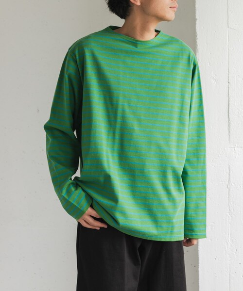 URBAN RESEARCH DOORS(アーバンリサーチドアーズ)の「FORK&SPOON ボートネックボーダー(Tシャツ/カットソー・メンズ・BRN×PNK/GRN×TUQ/YEL×PPL・4/5)」の2枚目の写真