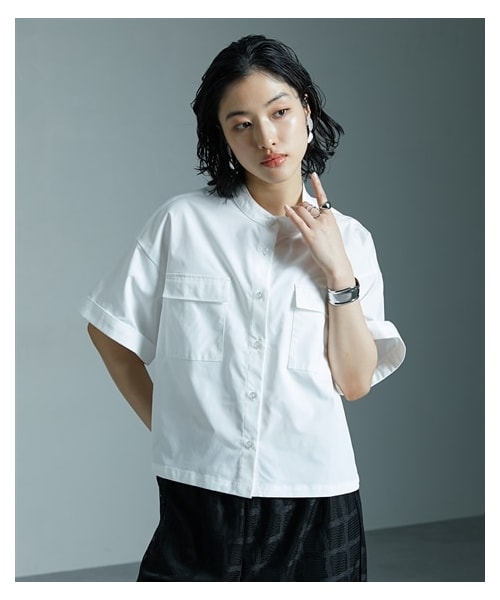 nissen（ニッセン）の「胸ポケット付き短丈ゆったりサイズシャツ