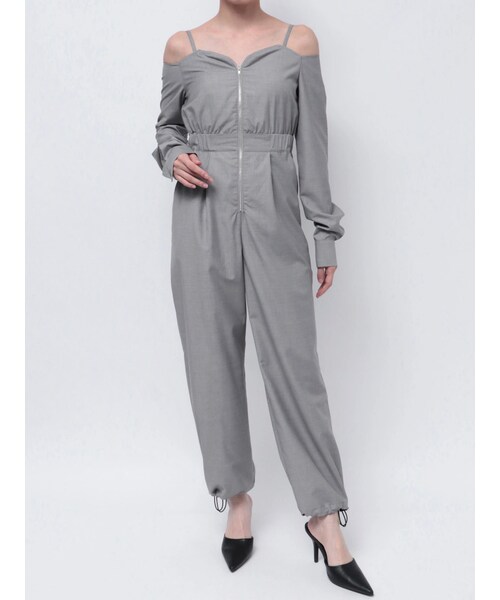 GYDA（ジェイダ）の「【TINY】3WAYオフショルロンパース（ロンパース・レディース・グレー/ブラック・F）」の2枚目の写真