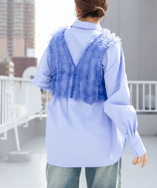 KBF（ケイビーエフ）の「シアーフリルSETシャツ（シャツ/ブラウス・レディース・BLUE×BLUE/PINK×GRAY/CCL×CCL・one）」の16枚目の写真