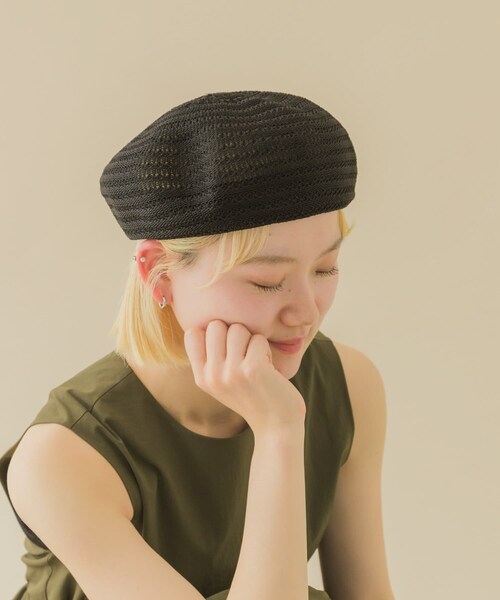 SMELLY（スメリー）の「スカシアミベレー（ハンチング/ベレー帽・レディース・BLK/IVO・-）」の9枚目の写真