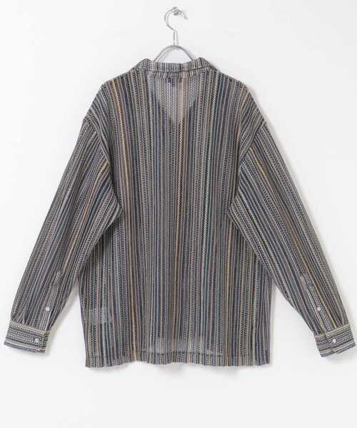 ITEMS URBANRESEARCH(アイテムズ アーバンリサーチ)の「マルチストライプレースオープンカラーシャツ(シャツ/ブラウス・メンズ・BLU/BLK/GRN・M/L)」の18枚目の写真