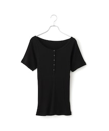ハーフスリーブリブTシャツ