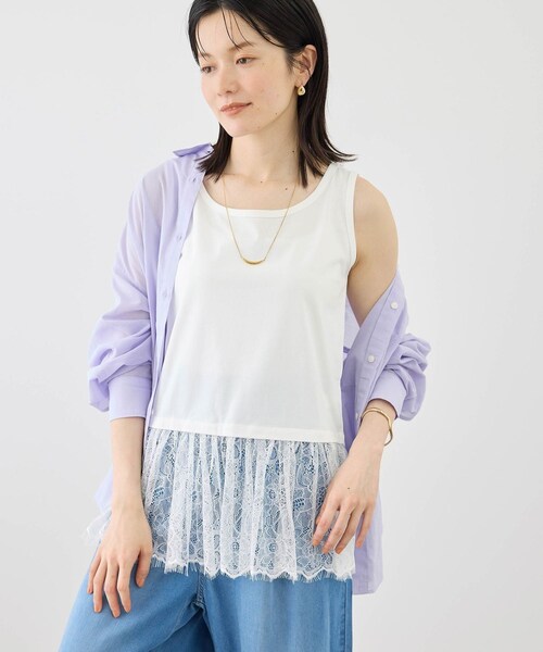 ROPE' PICNIC(ロペピクニック)の「レースドッキングタンク/着丈が選べる(タンクトップ・レディース・ホワイト・M/MT)」の18枚目の写真