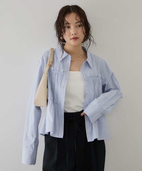 VIS（ビス）の「ビスチェシャーリングシャツ（シャツ/ブラウス・レディース・ベージュ系/グリーン系/ブルー系・F）」の22枚目の写真