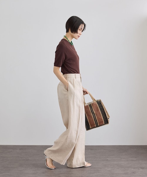 ADAM ET ROPE'（アダムエロペ）の「【MAISON BENGAL（メゾンベンガル）】Small Jute BoxTote（トートバッグ・レディース・ダークブラウン系・F）」の5枚目の写真