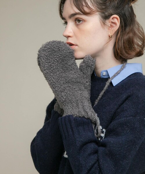 URBAN RESEARCH Sonny Label（アーバンリサーチサニーレーベル）の「ラメブークレーニットミトン（ベルト・レディース・エクリュ/グレー/ネイビー・One）」の4枚目の写真