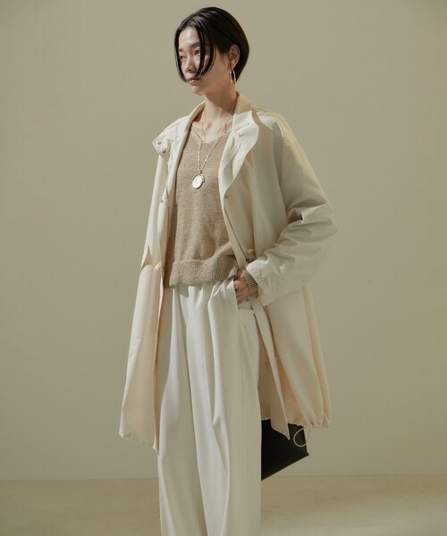 ADAM ET ROPE'（アダムエロペ）の「[24SS]ミリタリースタンドカラーコート/モッズコート【撥水加工・洗える】（ミリタリージャケット・レディース・ブラウン系/オフホワイト・F）」の17枚目の写真