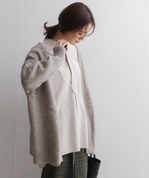 URBAN RESEARCH DOORS（アーバンリサーチドアーズ）の「ドレスシャツチュニック∴（チュニック・レディース・BROWN/OFF WHITE/L.GRAY・one/One）」の12枚目の写真