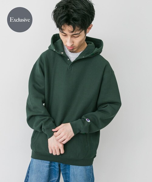 URBAN RESEARCH DOORS(アーバンリサーチドアーズ)の「『別注』Champion×DOORS RW HALF SNAP PARKA(パーカー・メンズ・シルバーグレー/オフブラック/ブラック/ルビーレッド/ダークネイビー/ブルーグレー/ダークグリーン/クリームイエロー/オートミール/ワイン・M/L/XL)」の10枚目の写真