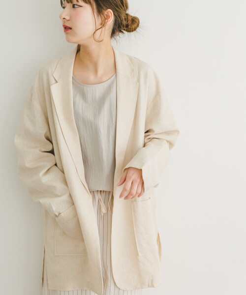 ITEMS URBANRESEARCH（アイテムズ アーバンリサーチ）の「リネンレーヨンジャケット（テーラードジャケット・レディース・BLK/L.BEG/C.BRN・FREE）」の20枚目の写真