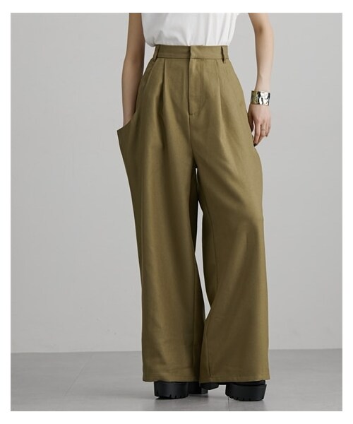 nissen（ニッセン）の「【Soiunique】ワイドドレープポケットパンツ（パンツ・レディース・アイボリー/ベージュ/ブラック・F）」の5枚目の写真