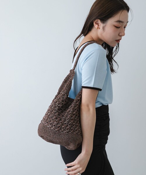 SENSE OF PLACE by URBAN RESEARCH(センスオブプレイスバイアーバンリサーチ)の「メタリックヤーンバッグ(かごバッグ・レディース・SILVER/NAVY/BROWN/MIX・One)」の10枚目の写真