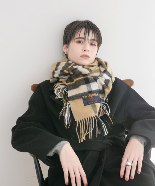 URBAN RESEARCH（アーバンリサーチ）の「TWEED MILL　Lambs wool stole（マフラー・レディース・B THOMPSON/BK NATURAL/S CHECK・-）」の12枚目の写真