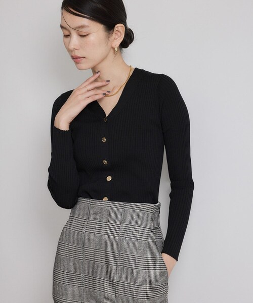 ROPE'（ロペ）の「ハイゲージワイドリブニットカーディガン（カーディガン/ボレロ・レディース・ブラック/グレー/オフホワイト/レッド/ローズピンク・F）」の3枚目の写真