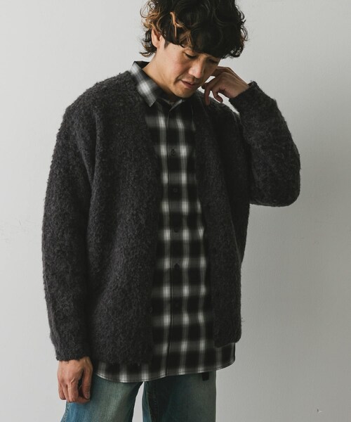 URBAN RESEARCH DOORS（アーバンリサーチドアーズ）の「MIXカラー ヘアリーニットカーディガン（カーディガン/ボレロ・メンズ・BLUE/BROWN/CHARCOAL・M/L）」の7枚目の写真