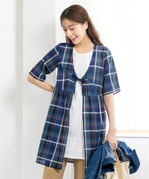 nissen | 大きいサイズ　綿１００％５分袖涼やか重ね着風チュニックブラウス(チュニック)