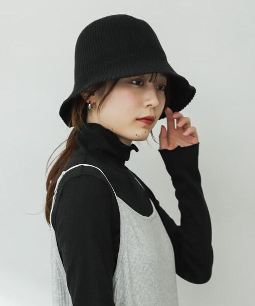 SENSE OF PLACE by URBAN RESEARCH（センスオブプレイスバイアーバンリサーチ）の「ニットバケットハット（ハット・レディース・BLACK/IVORY・one）」の2枚目の写真