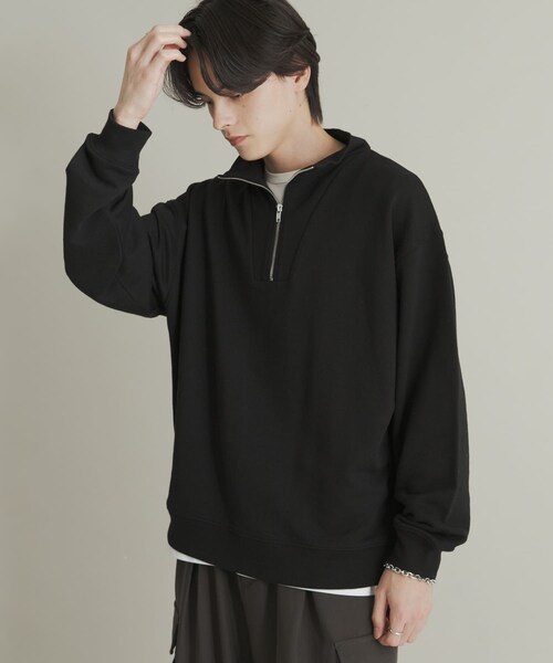 SENSE OF PLACE by URBAN RESEARCH（センスオブプレイスバイアーバンリサーチ）の「『一部WEB限定カラー』ハーフジップロングスリーブスウェット（スウェット・メンズ・BLACK/GRAY/NAVY/GREEN/L.BLUE・M/L）」の9枚目の写真