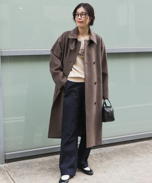 URBAN RESEARCH DOORS（アーバンリサーチドアーズ）の「ウールロングコート（テーラードジャケット・レディース・杢BROWN/NAVY・M）」の13枚目の写真