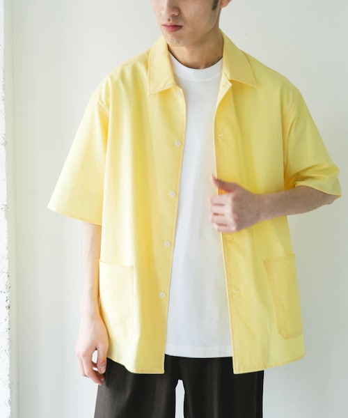 URBAN RESEARCH DOORS(アーバンリサーチドアーズ)の「『イージーケア/速乾/UVカット』クイックドライショートスリーブシャツカバーオール(カバーオール・メンズ・CHALK/YELLOW/BLUEGREEN/NAVY・M/L/XL)」の4枚目の写真