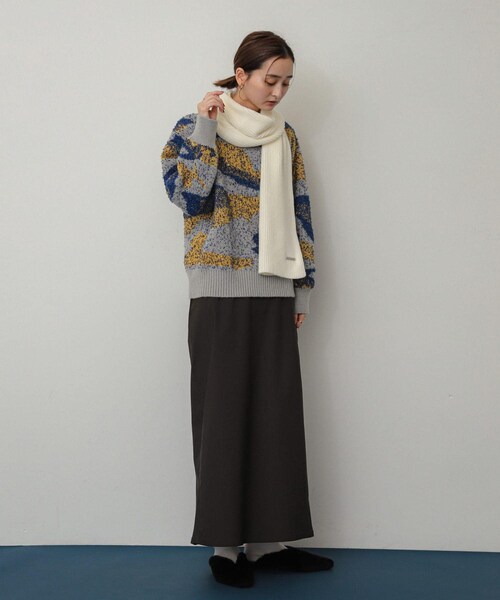 SENSE OF PLACE by URBAN RESEARCH（センスオブプレイスバイアーバンリサーチ）の「モチモチニットストール（ストール/ショール・レディース・RED/OFF WHITE/CHARCOAL・one）」の9枚目の写真