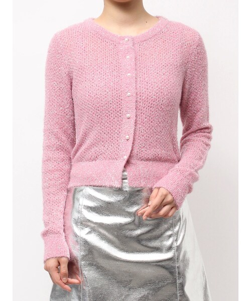 CALNAMUR（カルナムール）の「スカシアミ＆リブラメシャギーアンサンブル（カーディガン/ボレロ・レディース・ブラック/ピンク/ブルー・F）」の13枚目の写真