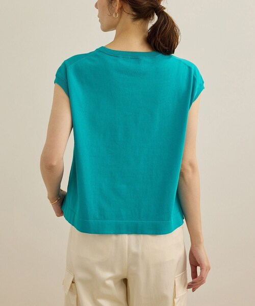 ROPE'(ロペ)の「【洗える】オーガニックコットンハイゲージフレンチスリーブニット(ニット/セーター・レディース・ホワイト/ネイビー/ターコイズ・F)」の17枚目の写真