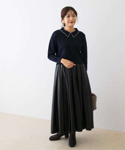 URBAN RESEARCH ROSSO（アーバンリサーチロッソ）の「F by ROSSO　コットンカシミヤ衿パールニット（ニット/セーター・レディース・OFF WHITE/GRAY/NAVY・Free）」の19枚目の写真