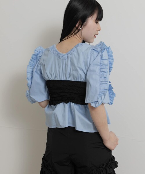 THE GOODLAND MARKET（ザグッドランドマーケット）の「old honey　68℃ bustier shirt（シャツ/ブラウス・レディース・L.blue/white・FREE）」の8枚目の写真