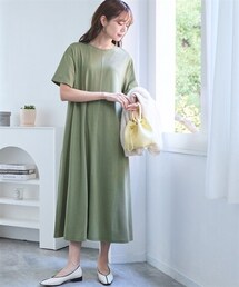 nissen | ＜大きいサイズ＞【汗染みしにくい】配色ステッチワンピース(ワンピース)