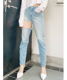 GYDA | SIDE RIPPEDペグトップデニムパンツ(デニムパンツ)