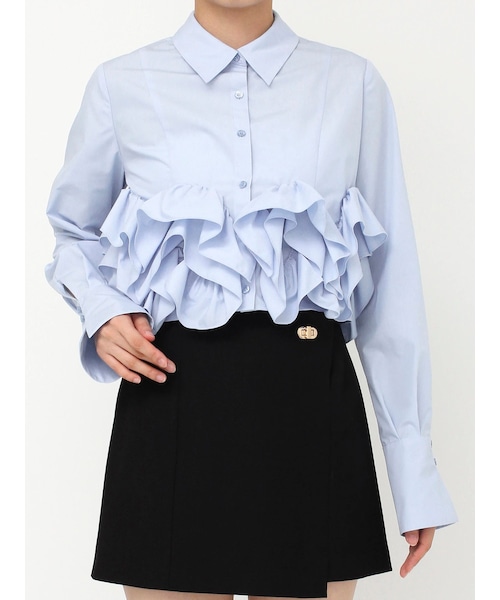 dazzlin（ダズリン）の「ウェーブフリルショートシャツ（シャツ/ブラウス・レディース・オフホワイト/ピンク/ブルー・F）」の3枚目の写真