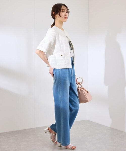 ROPE' PICNIC(ロペピクニック)の「【サマー・ツイード】ハーフスリーブジャケット(カーディガン/ボレロ・レディース・チャコール/ライトグレー/ホワイト/ネイビー・38)」の17枚目の写真