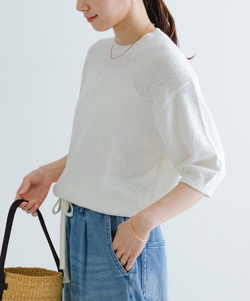 URBAN RESEARCH(アーバンリサーチ)の「ブークレハーフスリーブニット(ニット/セーター・レディース・NAVY/RED/OFF・FREE)」の8枚目の写真