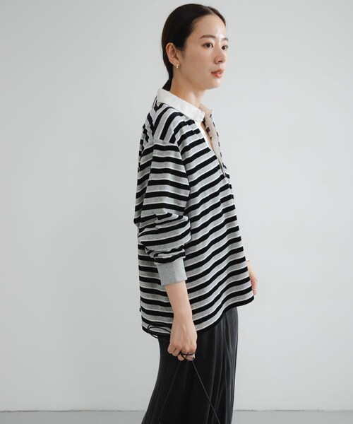 URBAN RESEARCH（アーバンリサーチ）の「『UR TECH』ベロアボーダーラガーシャツ（Tシャツ/カットソー・レディース・CHERRY RED/GRAY・FREE）」の10枚目の写真