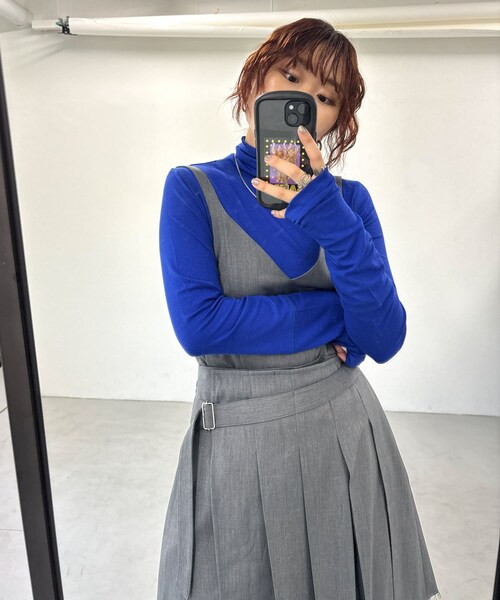 KBF（ケイビーエフ）の「プリーツスカートSETサロペット（サロペット/オーバーオール・レディース・GRAY/BEIGE・36/38）」の6枚目の写真