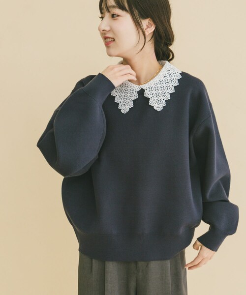 ITEMS URBANRESEARCH（アイテムズ アーバンリサーチ）の「衿レーススウェットライクニット（ニット/セーター・レディース・GRY/NVY/IVO・Free）」の18枚目の写真