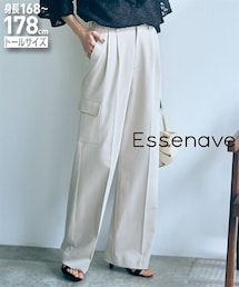 slattgir | 高身長　タックカーゴパンツ　丈長め・トールサイズ　Essenave(カーゴパンツ)