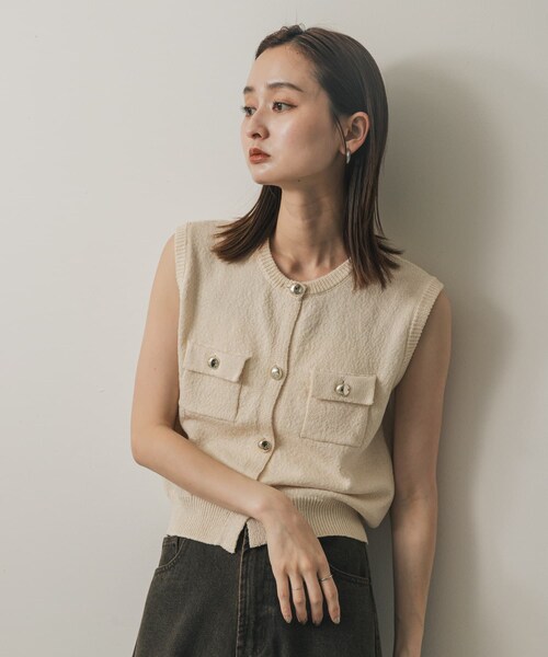 SENSE OF PLACE by URBAN RESEARCH(センスオブプレイスバイアーバンリサーチ)の「メタルボタンポケットベスト(ベスト・レディース・L.BLUE/BLACK/IVORY/BROWN・one)」の6枚目の写真