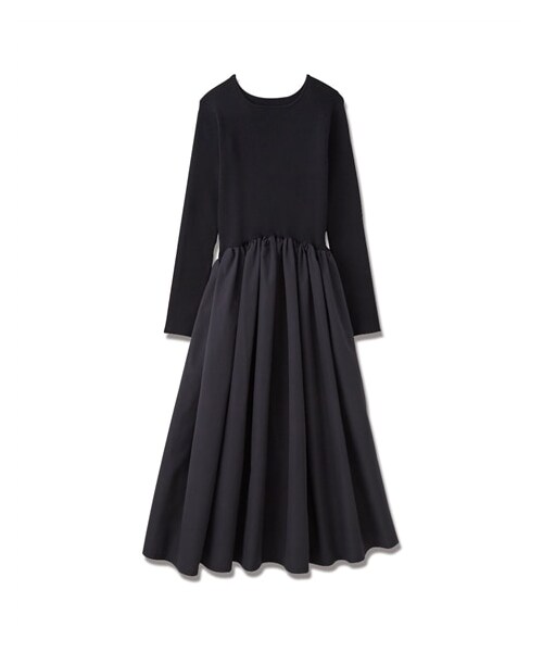 nissen（ニッセン）の「長袖ドッキングワンピース（ワンピース・レディース・ブラック/ネイビー/ボーダー・PSS/PS/PM）」の2枚目の写真