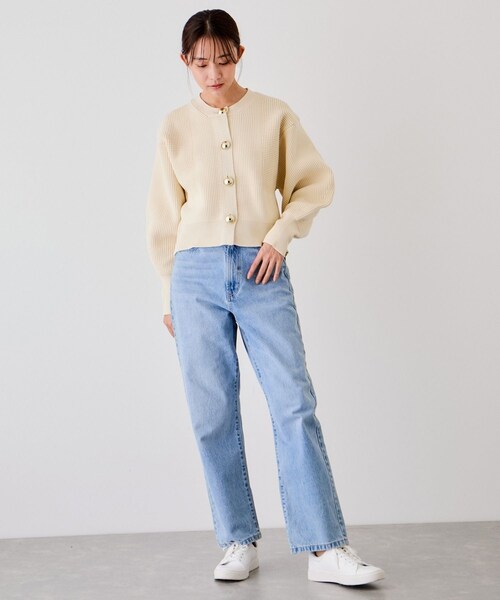 Jayro(ジャイロ)の「ビッグ釦柄切替バルーンカーディガン(カーディガン/ボレロ・レディース・ブラック/オフホワイト/オレンジ・F)」の17枚目の写真