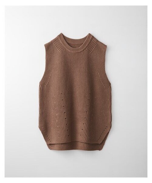 nissen（ニッセン）の「【CHIC　STYLE】綿麻畦編ニットベスト（ベスト・レディース・モカベージュ/チャコール・M/L/LL/3L/4L/5L/6L/8L/10L）」の21枚目の写真