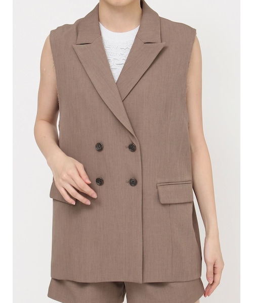 MURUA（ムルーア）の「ピークドラペルダブルミドルジレ（ベスト・レディース・グレー/ブラック/ネイビー/モカ/オレンジ・F）」の18枚目の写真