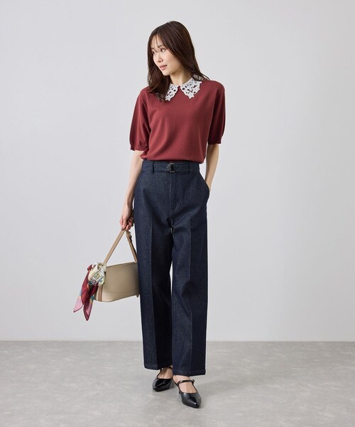 ROPE' PICNIC(ロペピクニック)の「ベルト付ストレートワイドデニムパンツ(デニムパンツ・レディース・ネイビー/ブルー・L/M/S/XL/XS)」の13枚目の写真