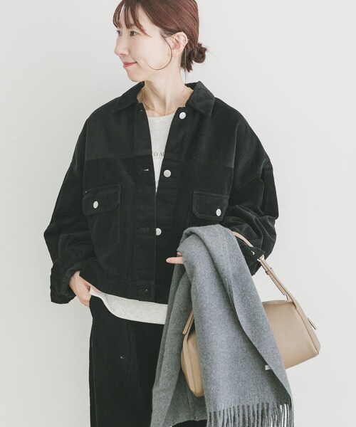 ITEMS URBANRESEARCH（アイテムズ アーバンリサーチ）の「コーデュロイジャケット（テーラードジャケット・レディース・BLK/BEG/CHERRY・FREE）」の6枚目の写真