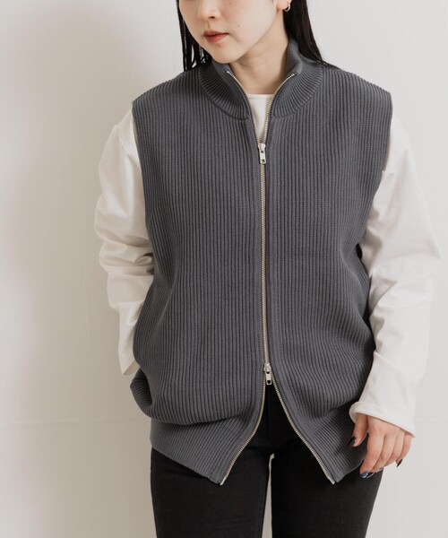 THE GOODLAND MARKET（ザグッドランドマーケット）の「米富繊維　MERCERIZED COTTON RIB VEST（ベスト・メンズ・40IVORY/12GRAY/24ORANGE・1/3）」の16枚目の写真